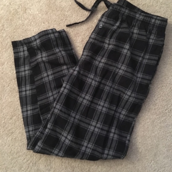 Grey Mens Plaid Pj Bottoms 